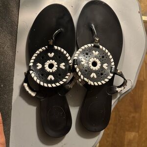 Jack Rogers Black and White Thong Sandals